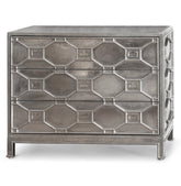 Chatham Hollywood Regency Silver Lattice Metal Clad 3 Drawer Dresser 2